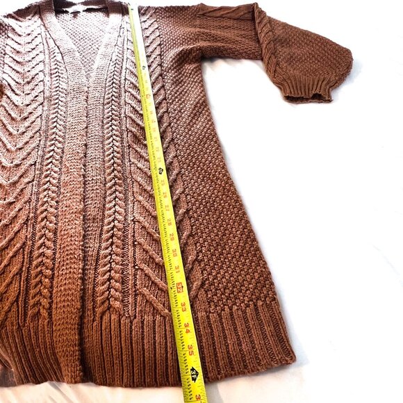 BKE- Buckle- Chunky Knit Cardigan Pecan Cable Knit Long Cardigan Sweater Large - Picture 9 of 11